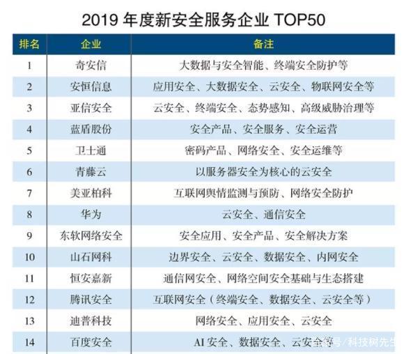 2019年度新安全服務企業TOP50出爐